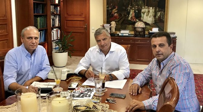 Εθιμοτυπική συνάντηση με τον νέο Πρόεδρο του Διοικητικού Συμβουλίου του Ολυμπιακού Αθλητικού Κέντρου Αθηνών (ΟΑΚΑ) κ. Αριστείδη Κουρή, είχε ο Δήμαρχος Αμαρουσίου κ. Γιώργος Πατούλης.